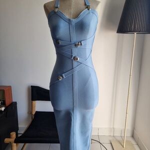 ASOS Bandage Dress with Buckles (Sky Blue)
Size 2